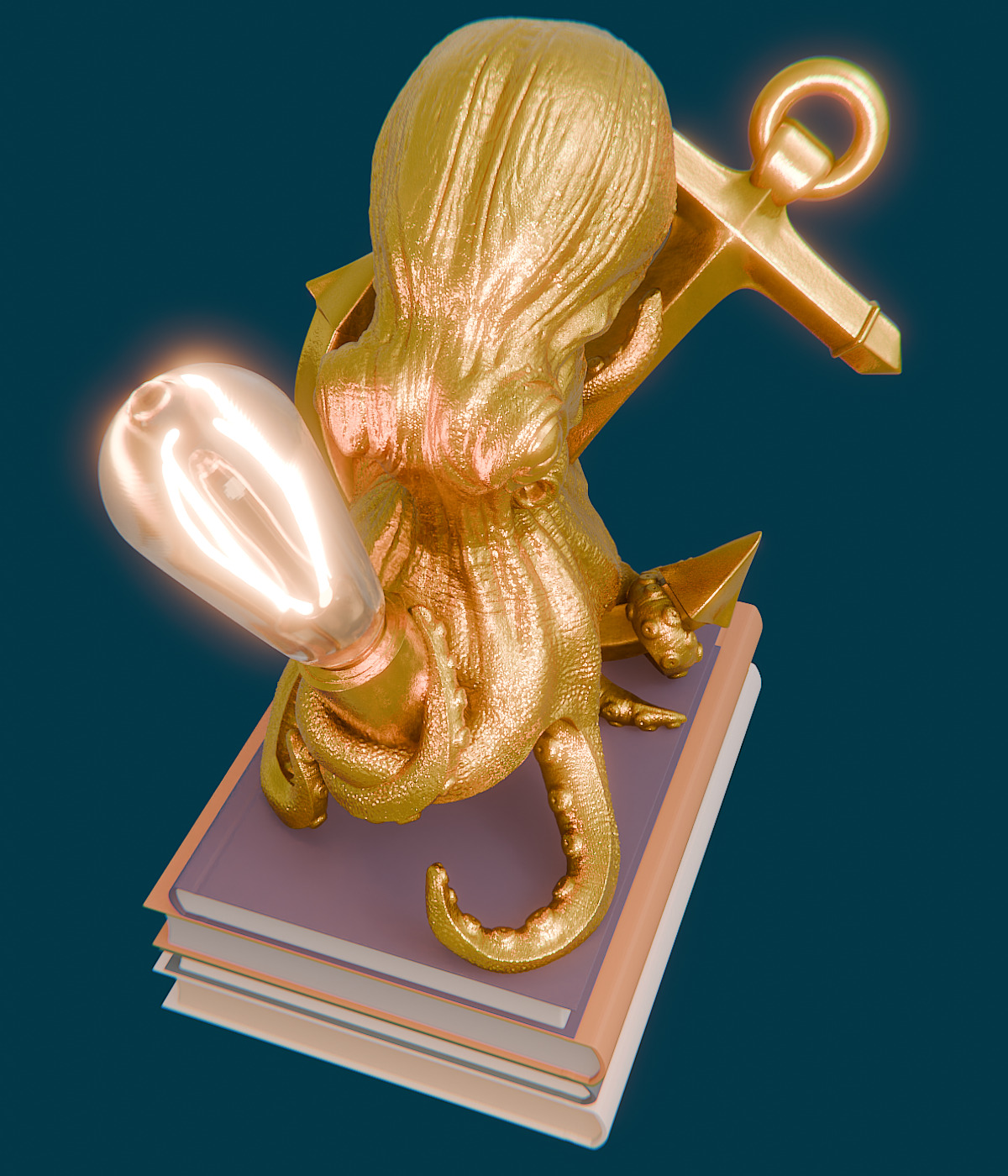 Octopus lamp 3D print model_8