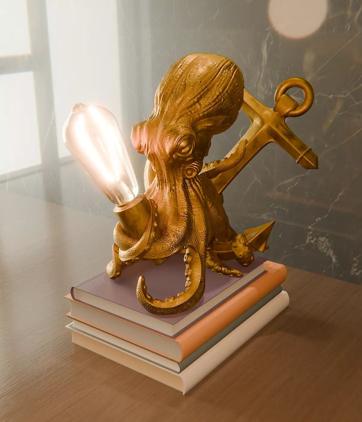 Octopus lamp 3D print model_0