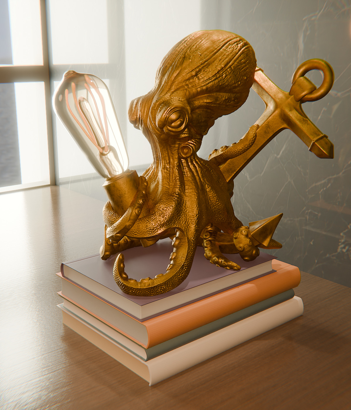 Octopus lamp 3D print model_4
