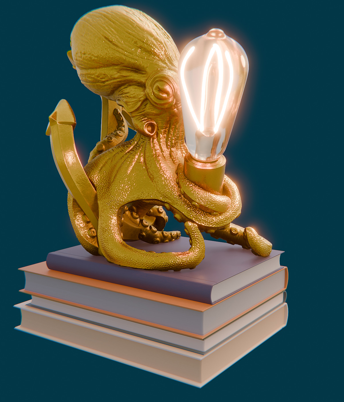 Octopus lamp 3D print model_7