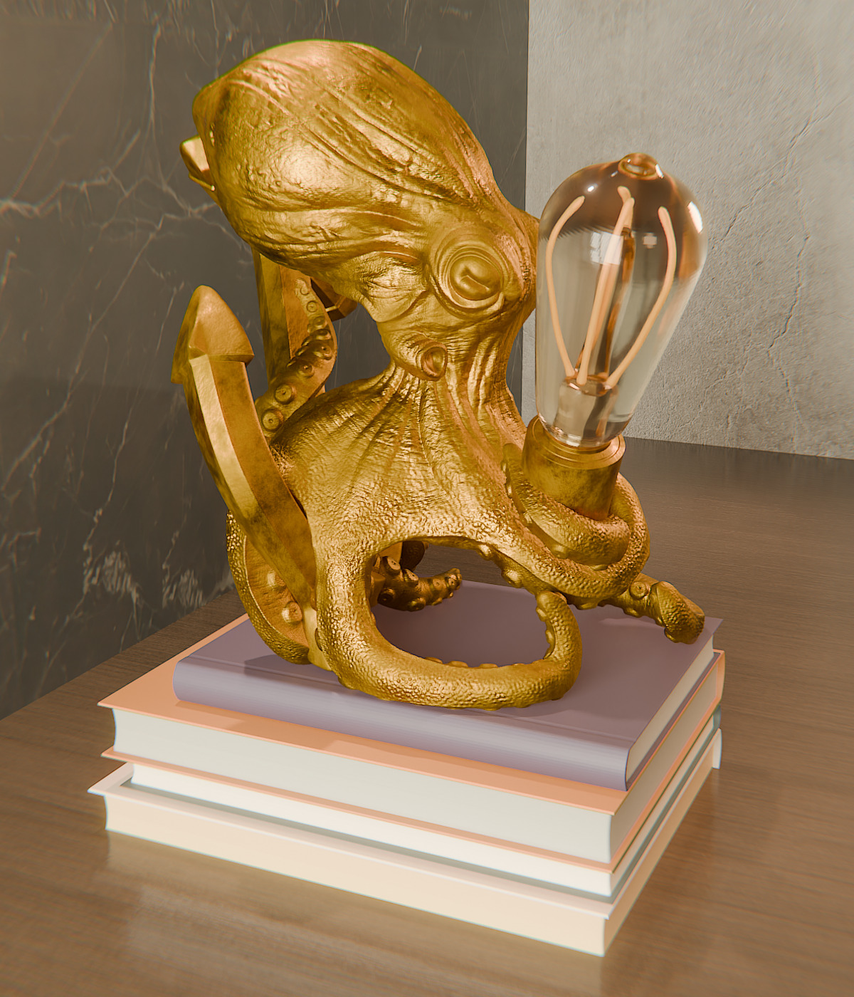 Octopus lamp 3D print model_3