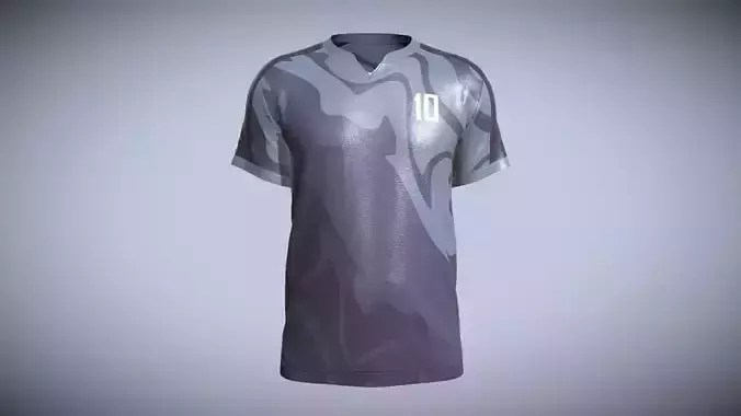 Soccer Gray And Black Color Blue Jersey Player-10 In Low Poly