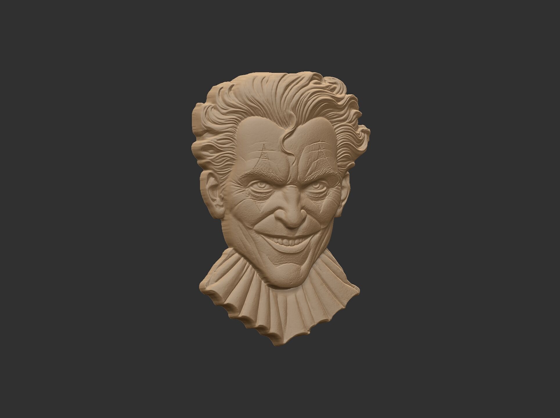Joker Face Bas-Relief 3D Model for CNC and 3D Printing 3D print model_15