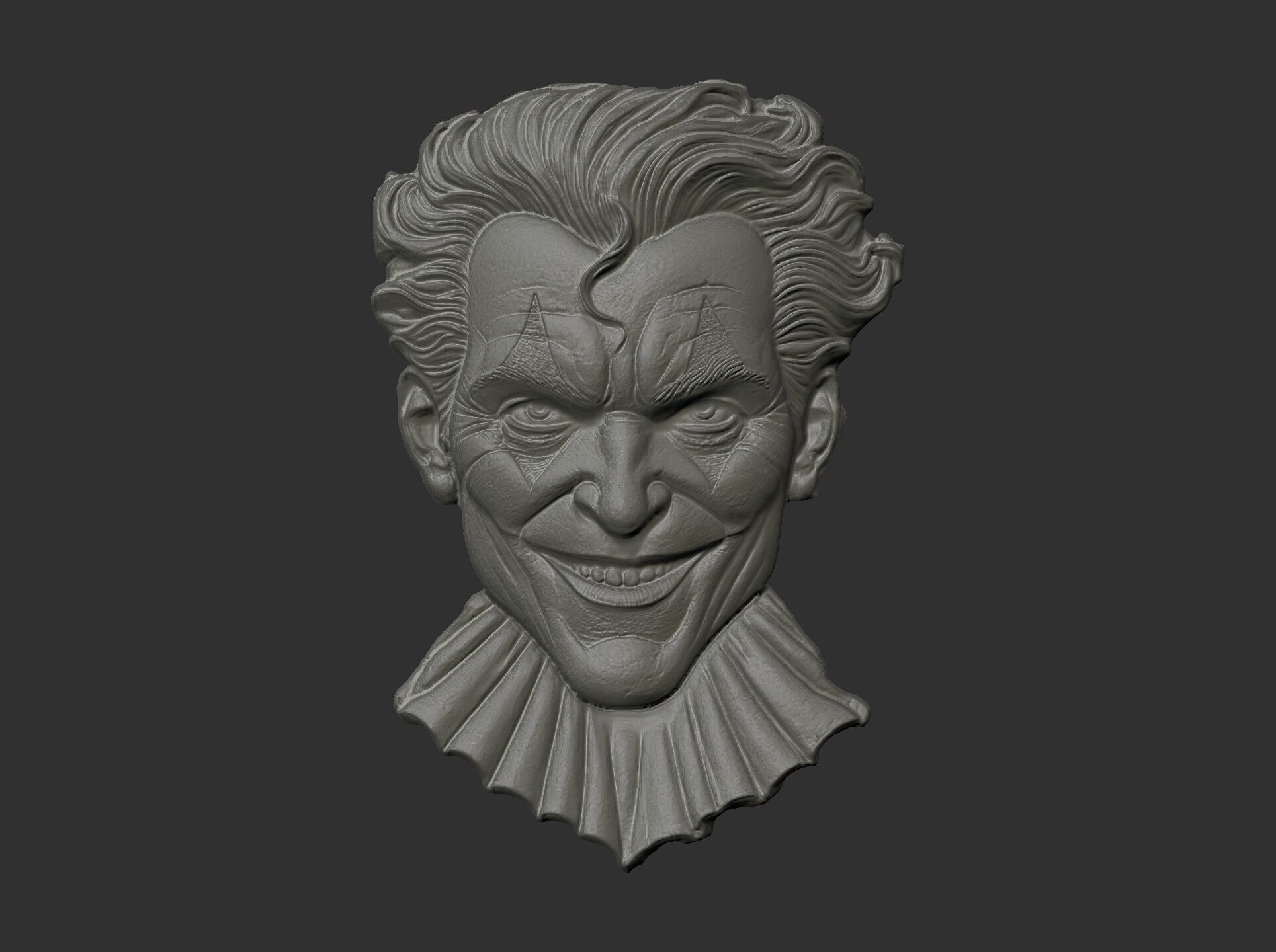 Joker Face Bas-Relief 3D Model for CNC and 3D Printing 3D print model_16