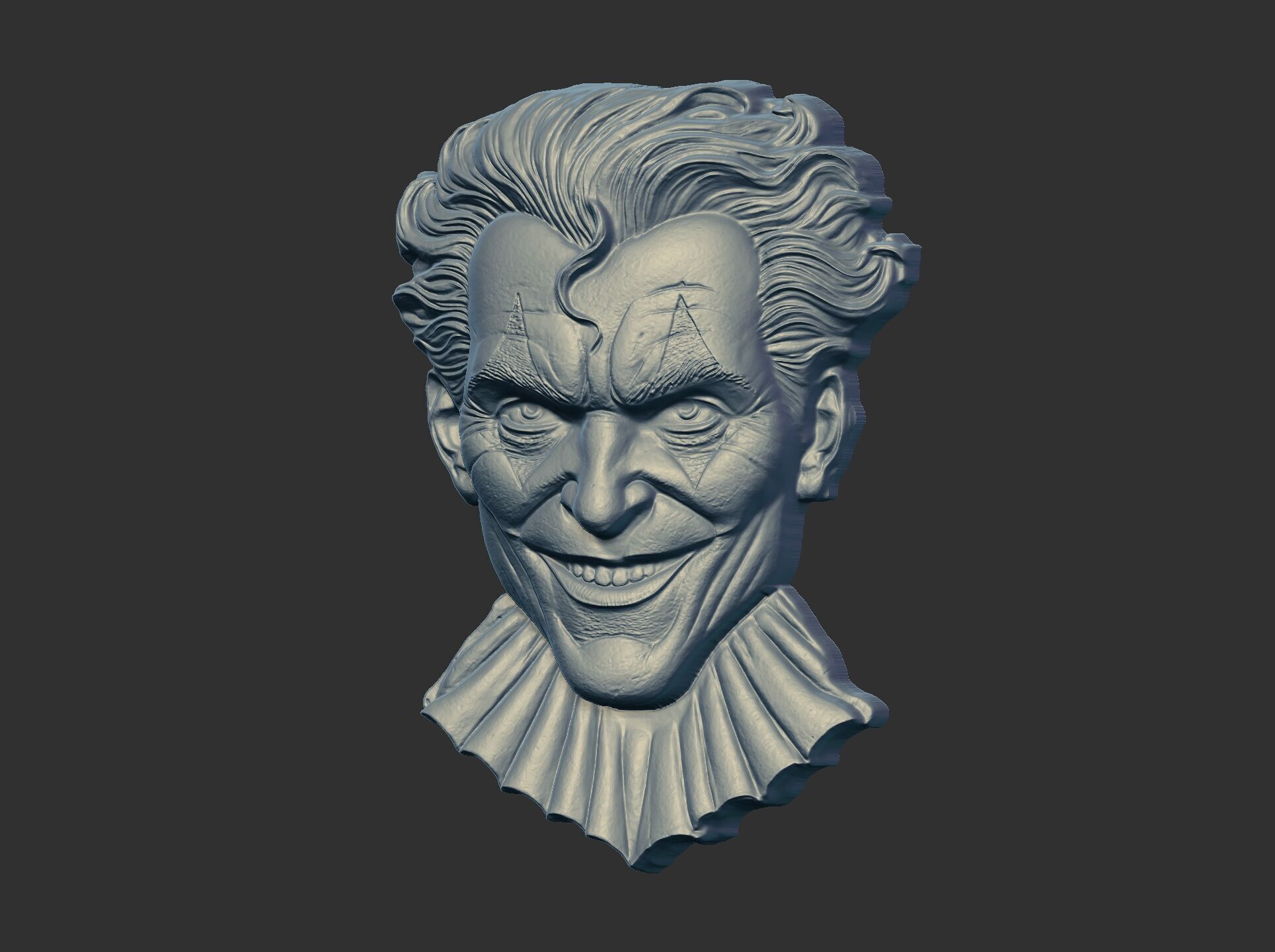 Joker Face Bas-Relief 3D Model for CNC and 3D Printing 3D print model_17