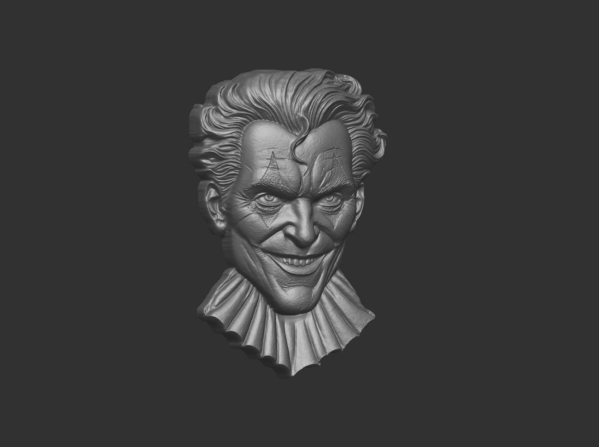 Joker Face Bas-Relief 3D Model for CNC and 3D Printing 3D print model_7