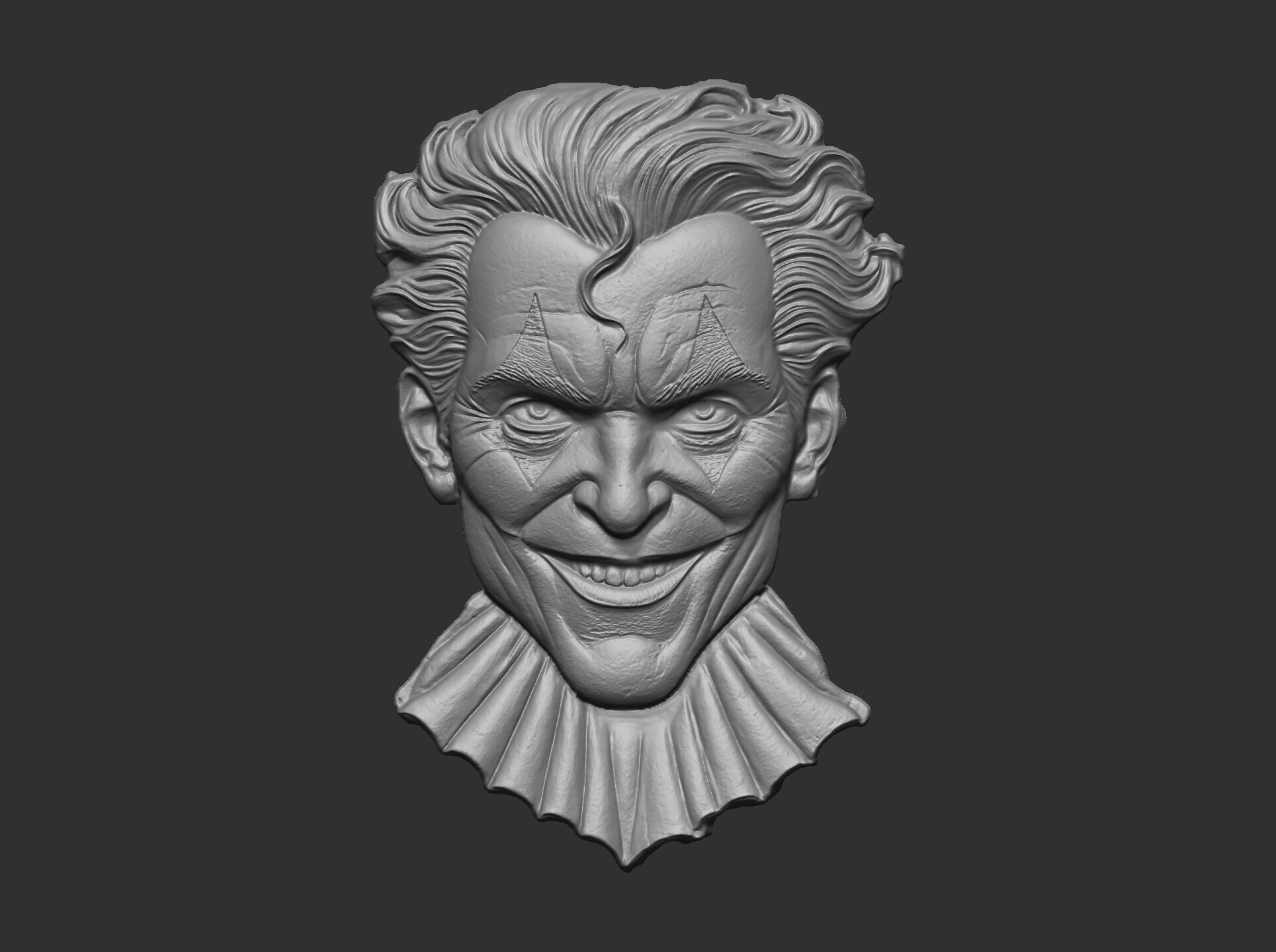 Joker Face Bas-Relief 3D Model for CNC and 3D Printing 3D print model_10