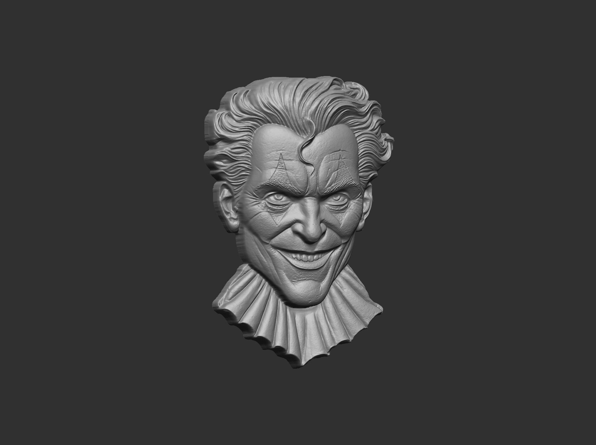 Joker Face Bas-Relief 3D Model for CNC and 3D Printing 3D print model_12