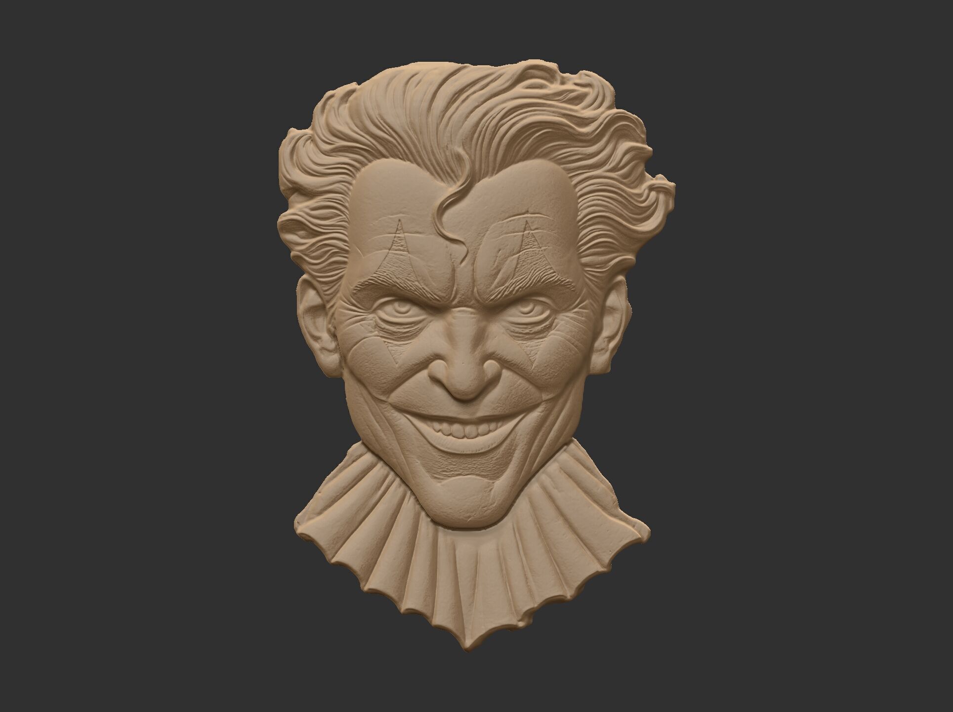 Joker Face Bas-Relief 3D Model for CNC and 3D Printing 3D print model_19