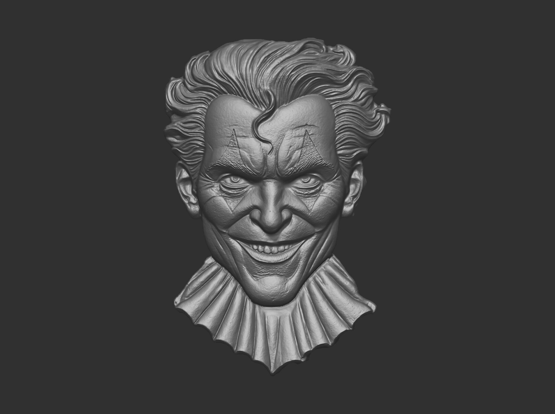 Joker Face Bas-Relief 3D Model for CNC and 3D Printing 3D print model_25