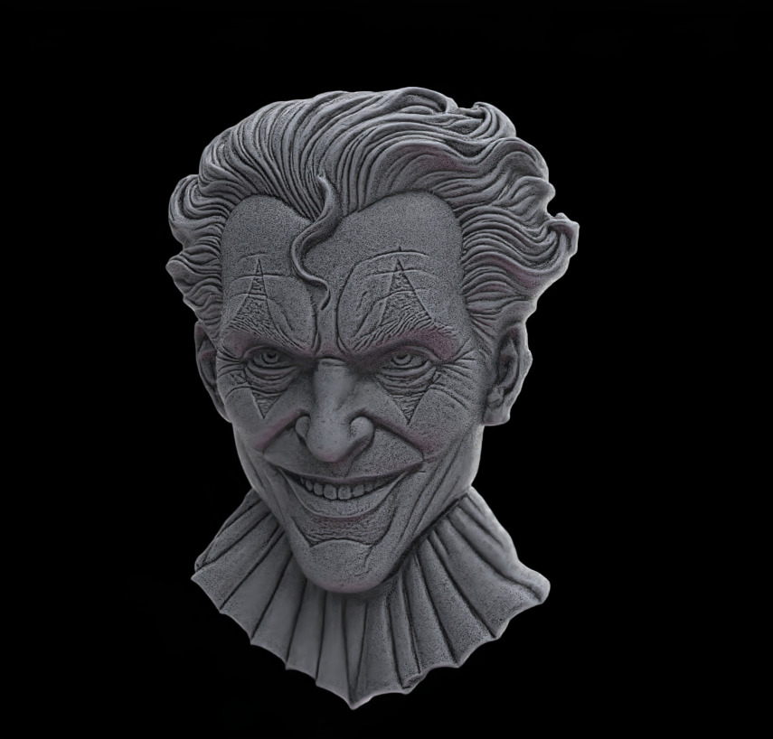 Joker Face Bas-Relief 3D Model for CNC and 3D Printing 3D print model_4