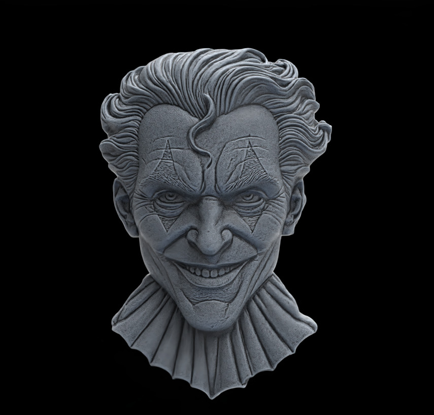 Joker Face Bas-Relief 3D Model for CNC and 3D Printing 3D print model_22
