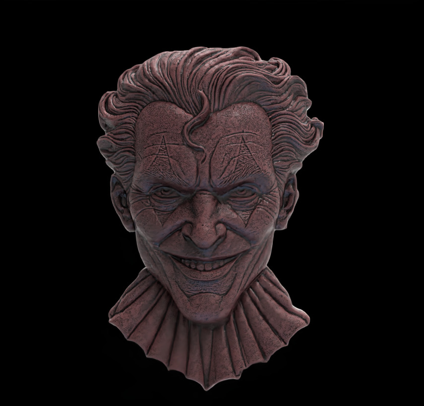 Joker Face Bas-Relief 3D Model for CNC and 3D Printing 3D print model_21