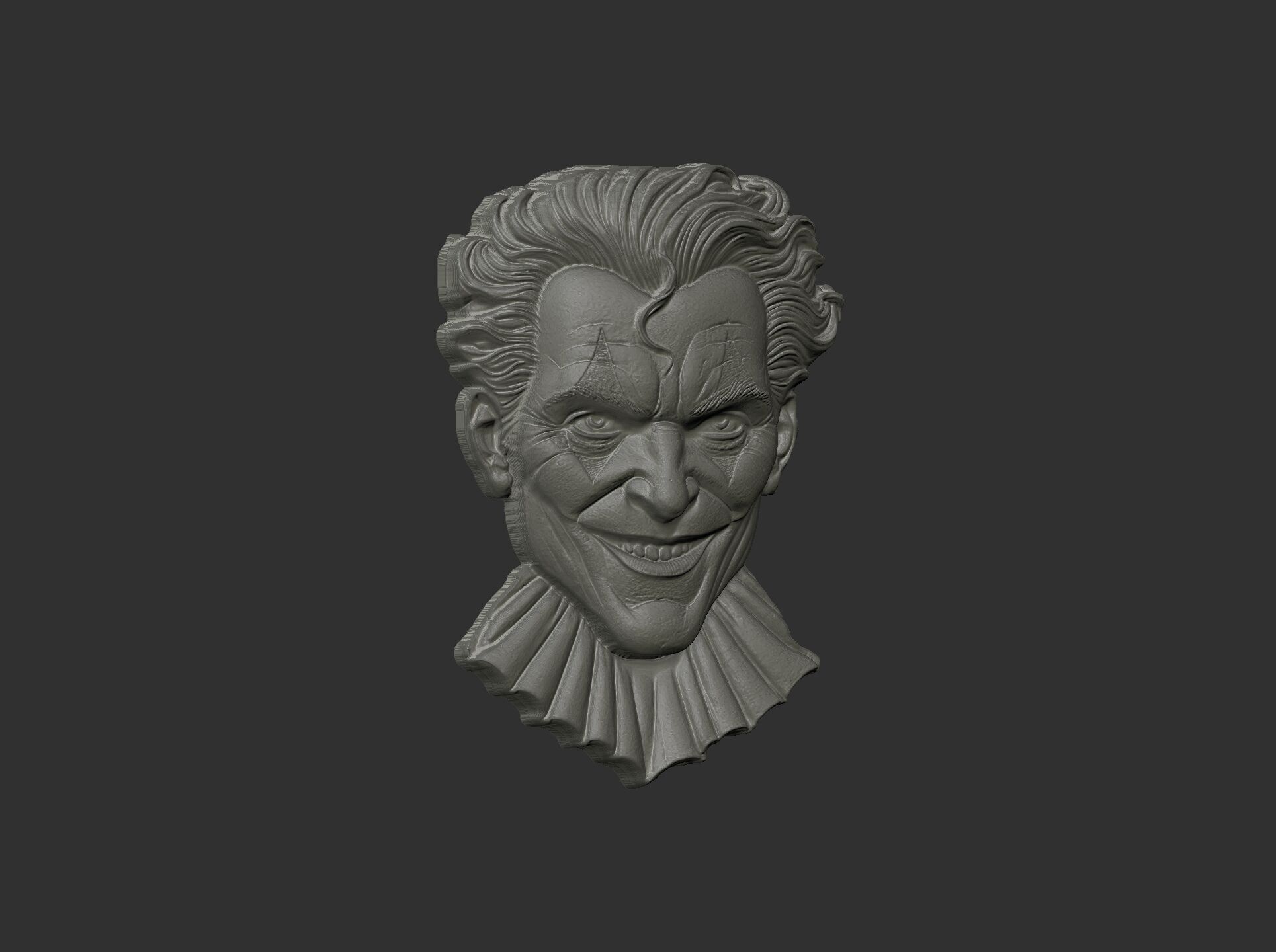 Joker Face Bas-Relief 3D Model for CNC and 3D Printing 3D print model_18