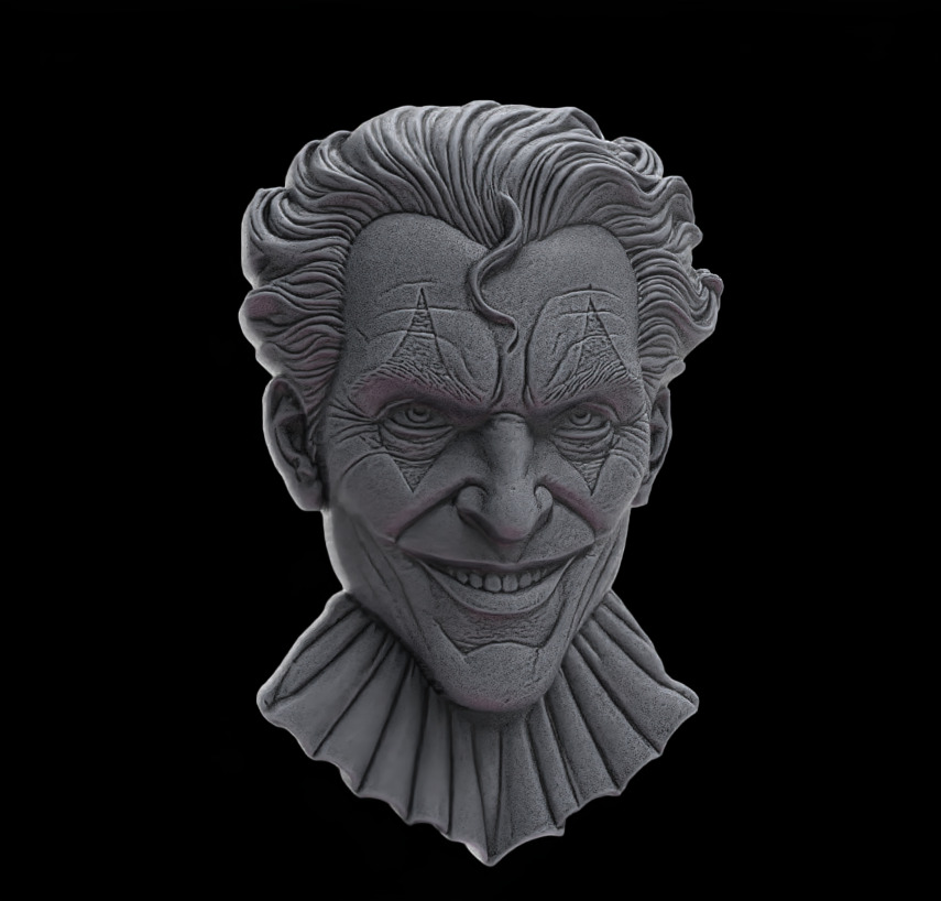 Joker Face Bas-Relief 3D Model for CNC and 3D Printing 3D print model_5