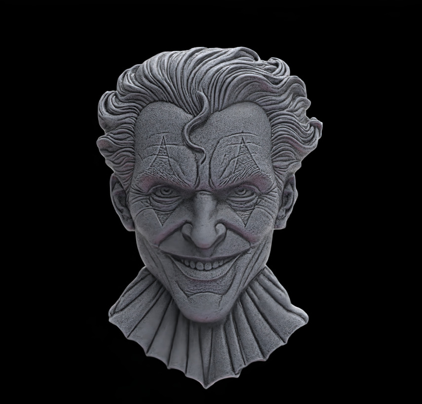 Joker Face Bas-Relief 3D Model for CNC and 3D Printing 3D print model_3