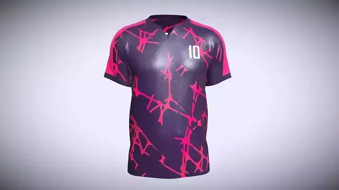 Soccer Hot Pink And Purple Jersey Player-10 In Low Poly