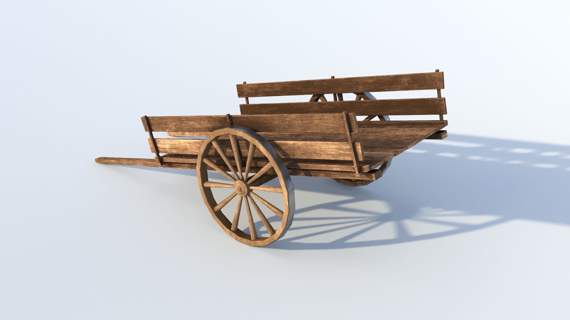 Wooden cart 02 Low-poly 3D model_2