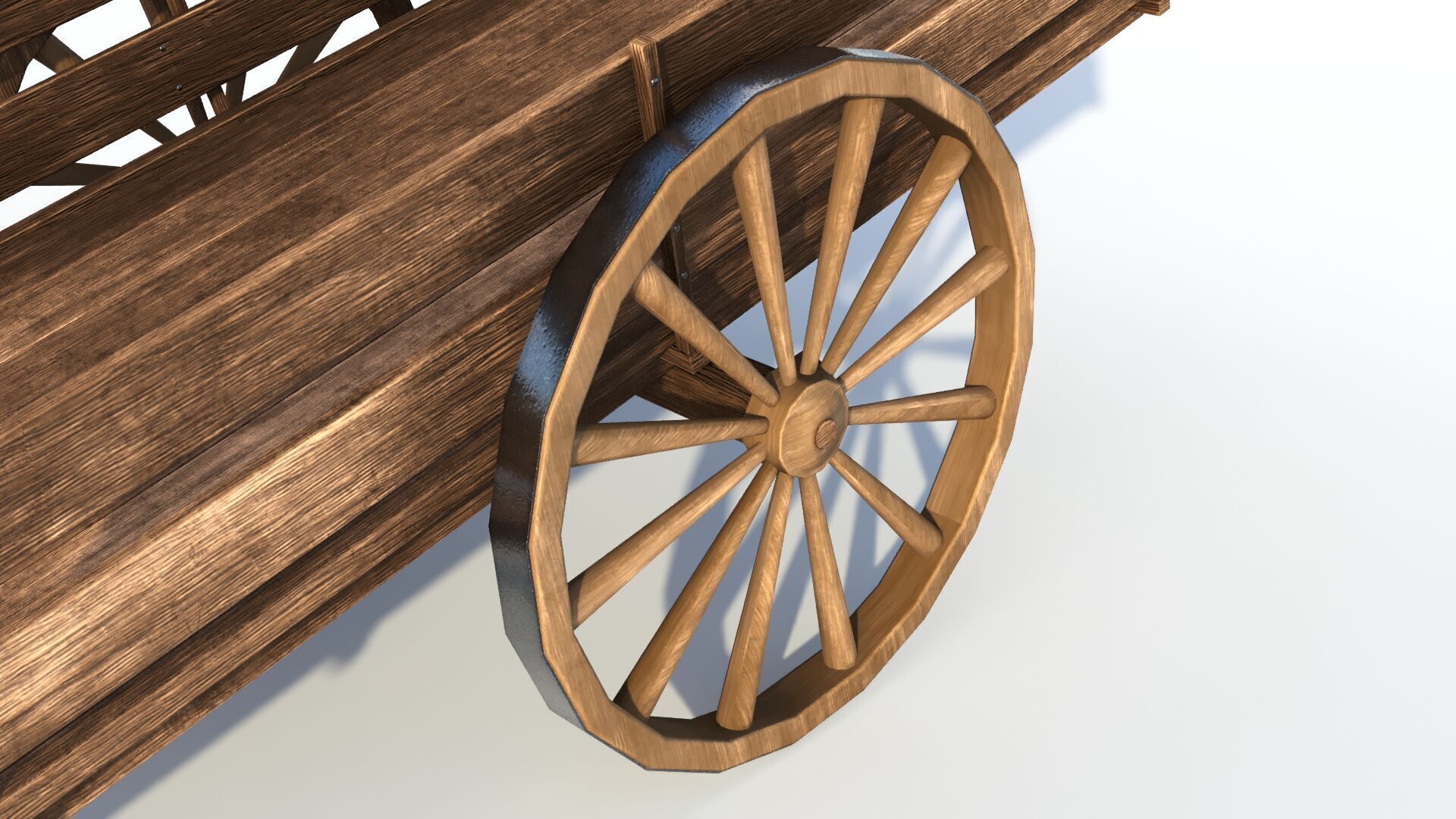 Wooden cart 02 Low-poly 3D model_7