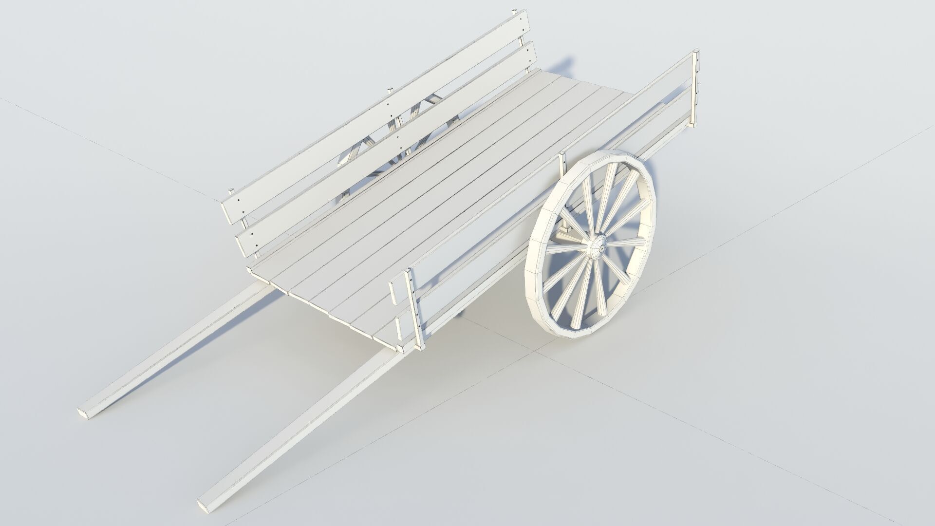 Wooden cart 02 Low-poly 3D model_9