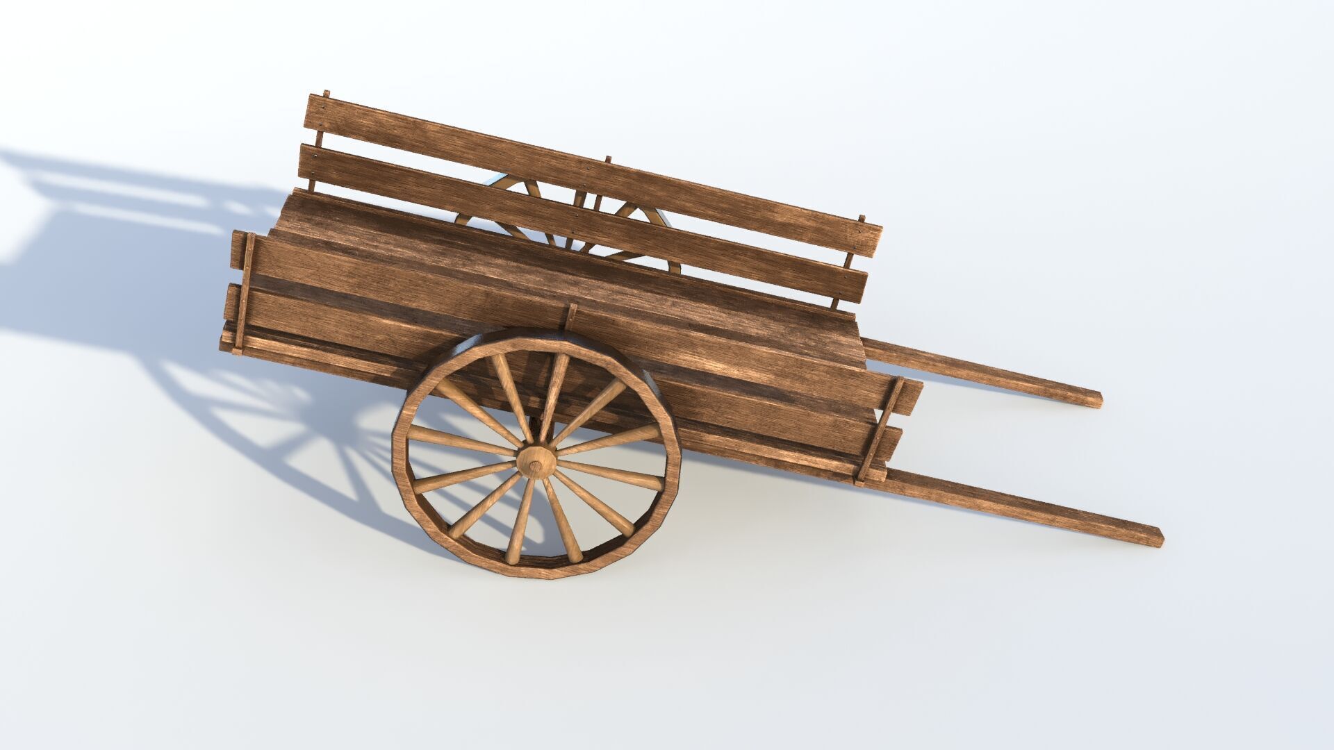 Wooden cart 02 Low-poly 3D model_5
