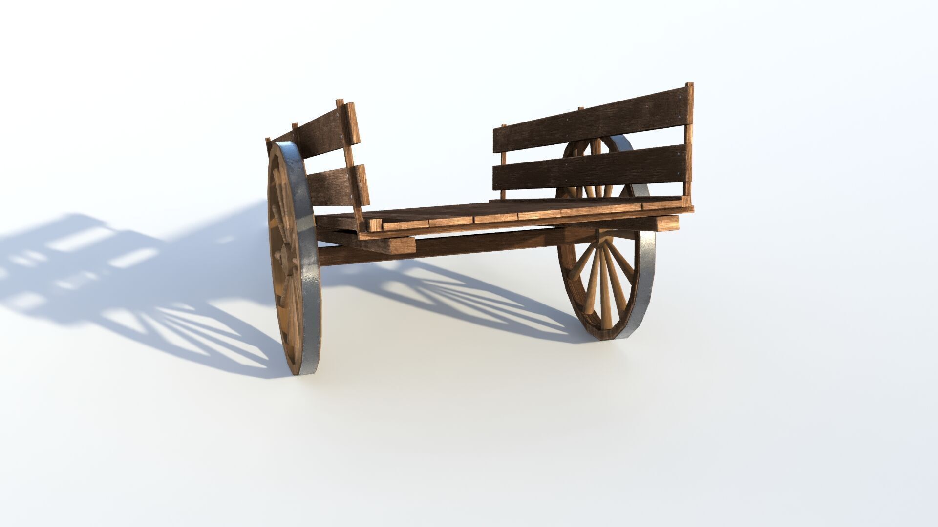 Wooden cart 02 Low-poly 3D model_3