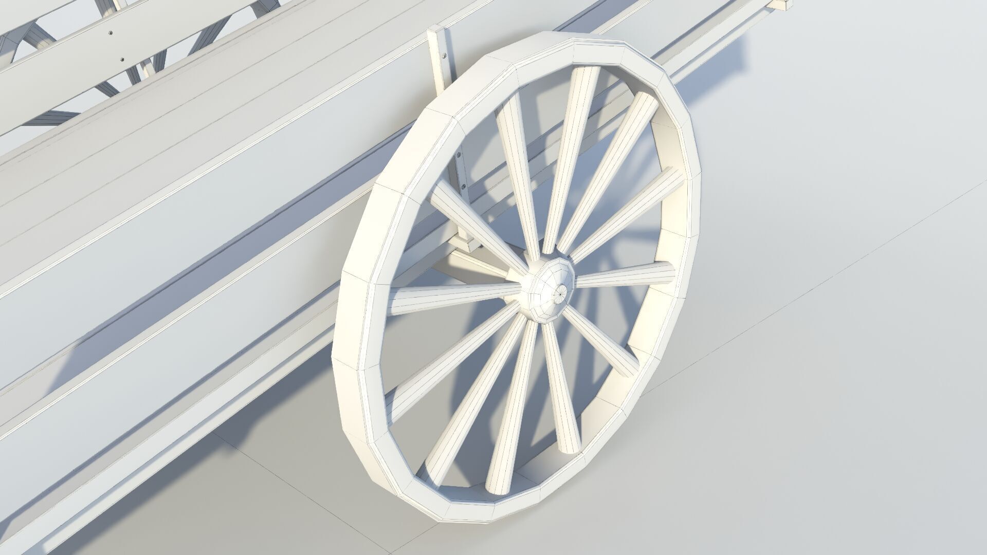 Wooden cart 02 Low-poly 3D model_8