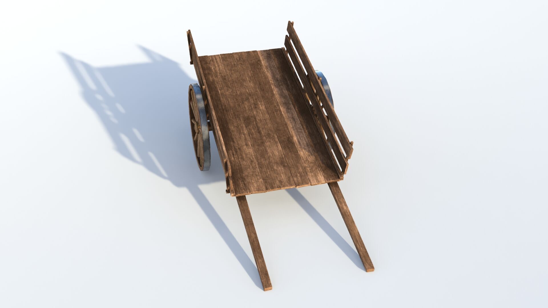 Wooden cart 02 Low-poly 3D model_6