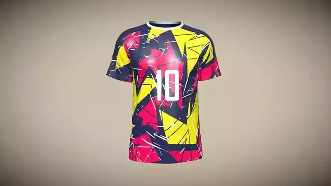 Soccer Hot Pink With Multi Color Jersey Player In Low Poly