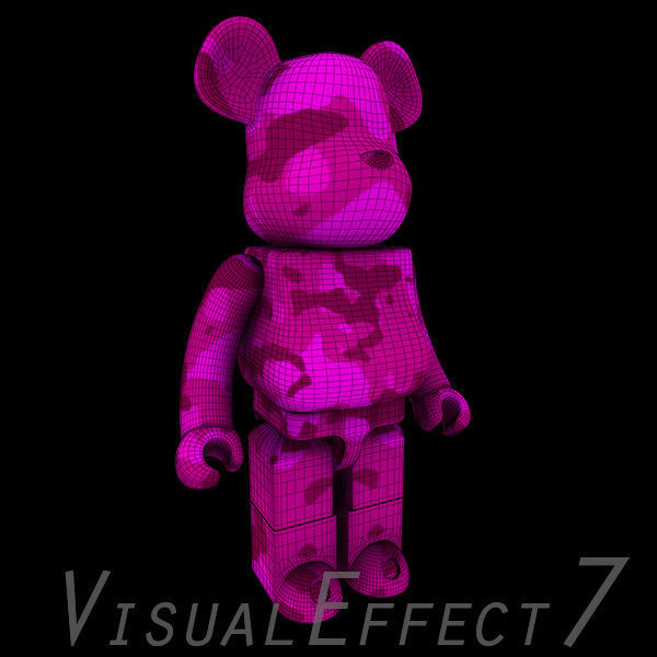 Pink Camouflage BearBrick 3D model_4