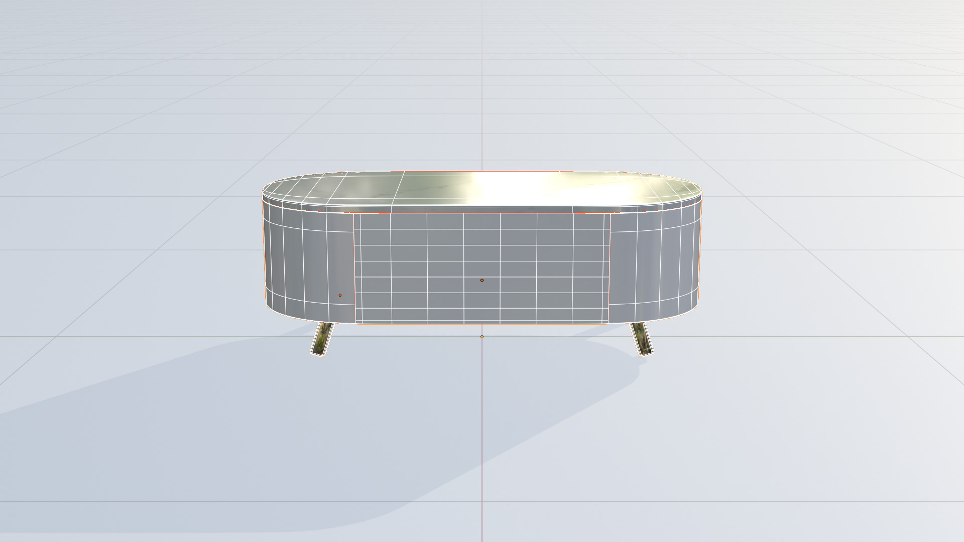 Modern Oval Coffee Table Low-poly 3D model_16