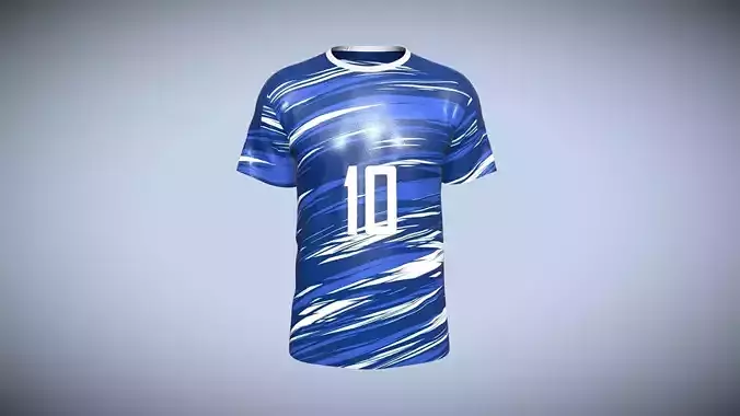 Soccer Multi Color Blue Jersey Player-10 In Low Poly