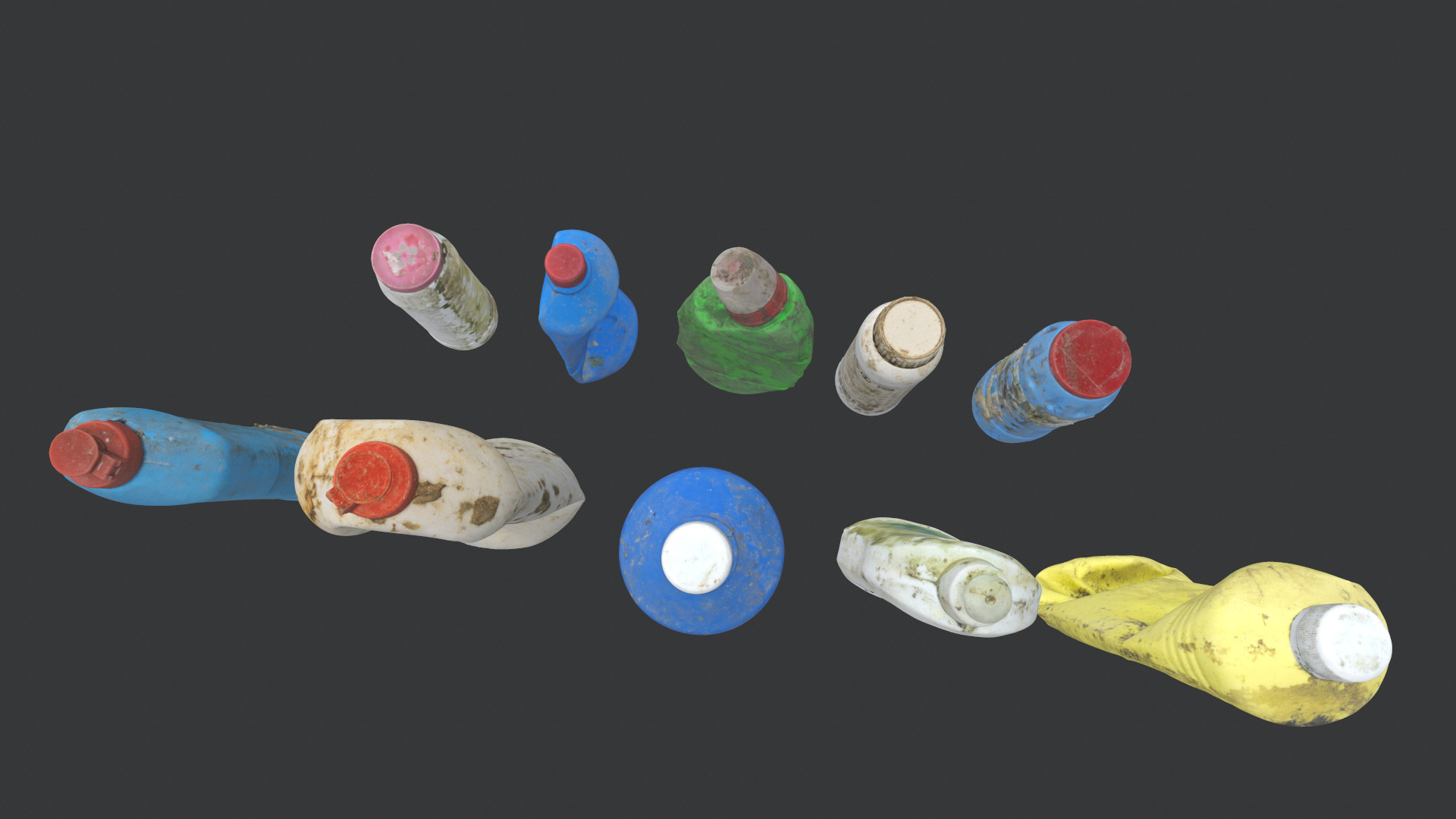 Old dirty bottles set 1 3D model_4