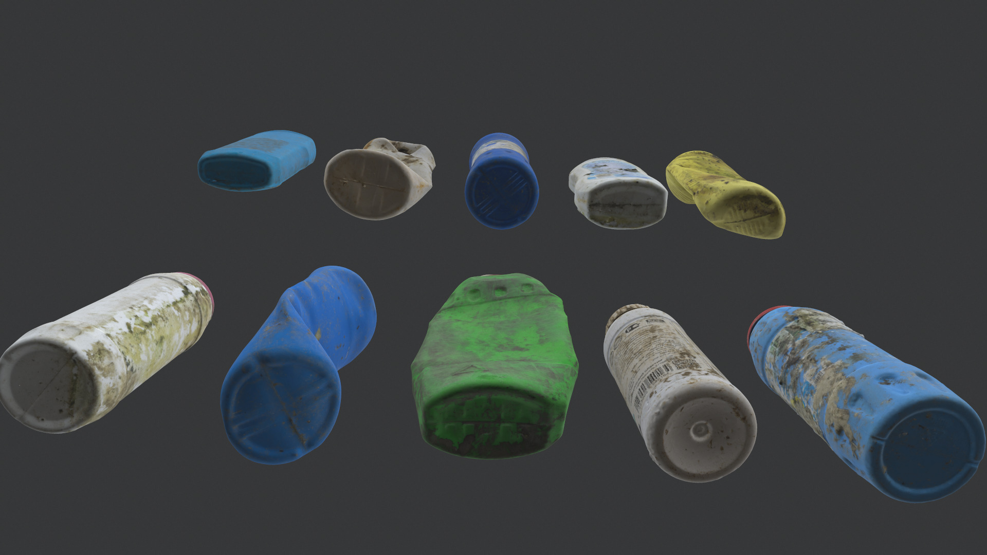 Old dirty bottles set 1 3D model_3