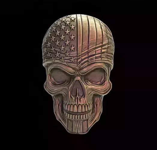  Patriotic Skull 3D Model for CNC and 3D Printing 