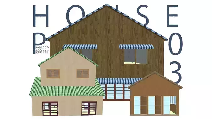Japanease House Pack of 3 houses - with interior