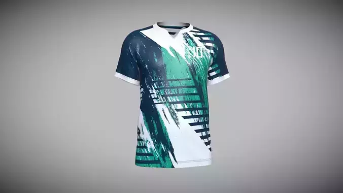 Soccer Multi Color Blue With White Jersey In Low Poly