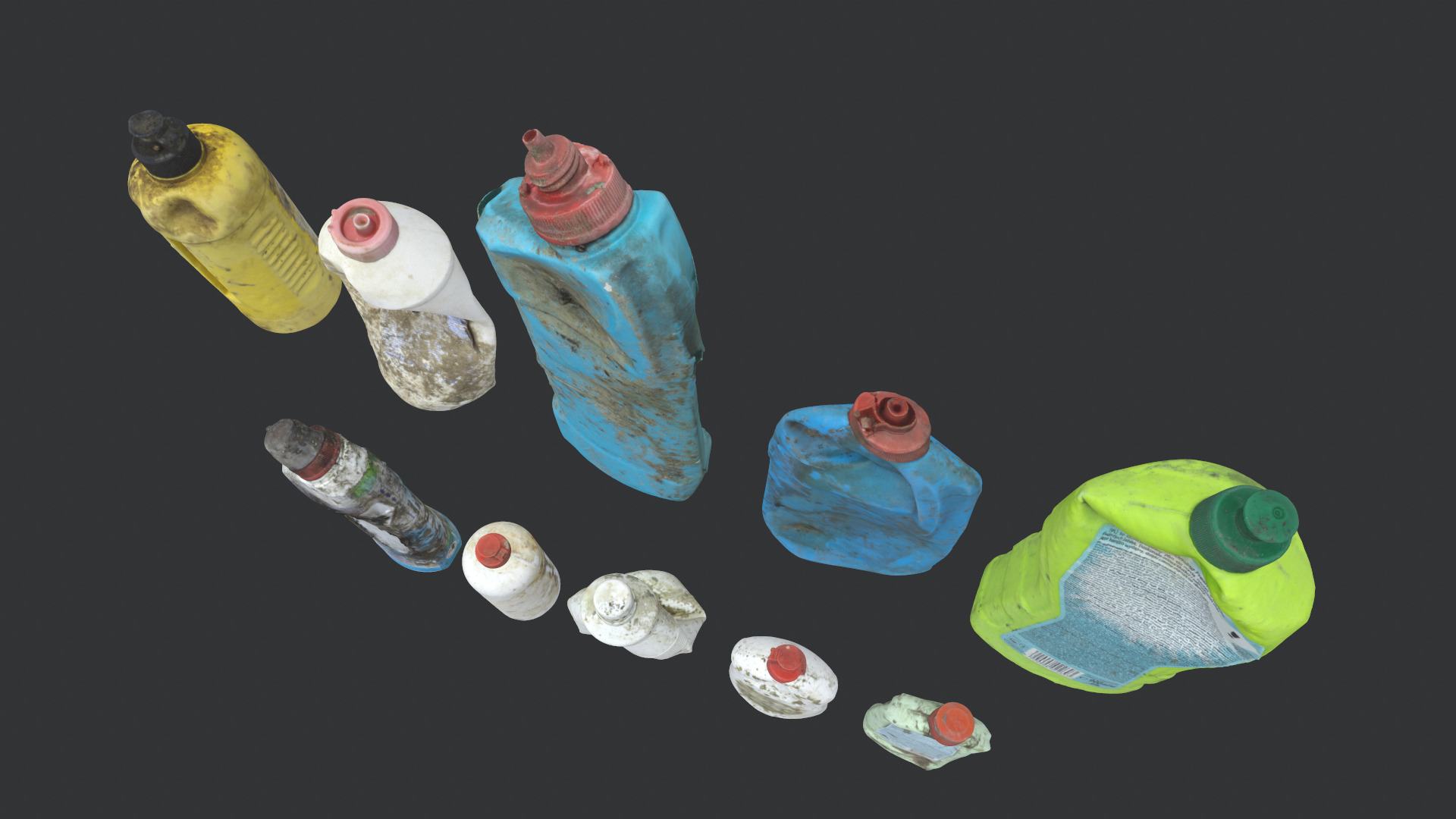 Old dirty bottles set 2 3D model_4