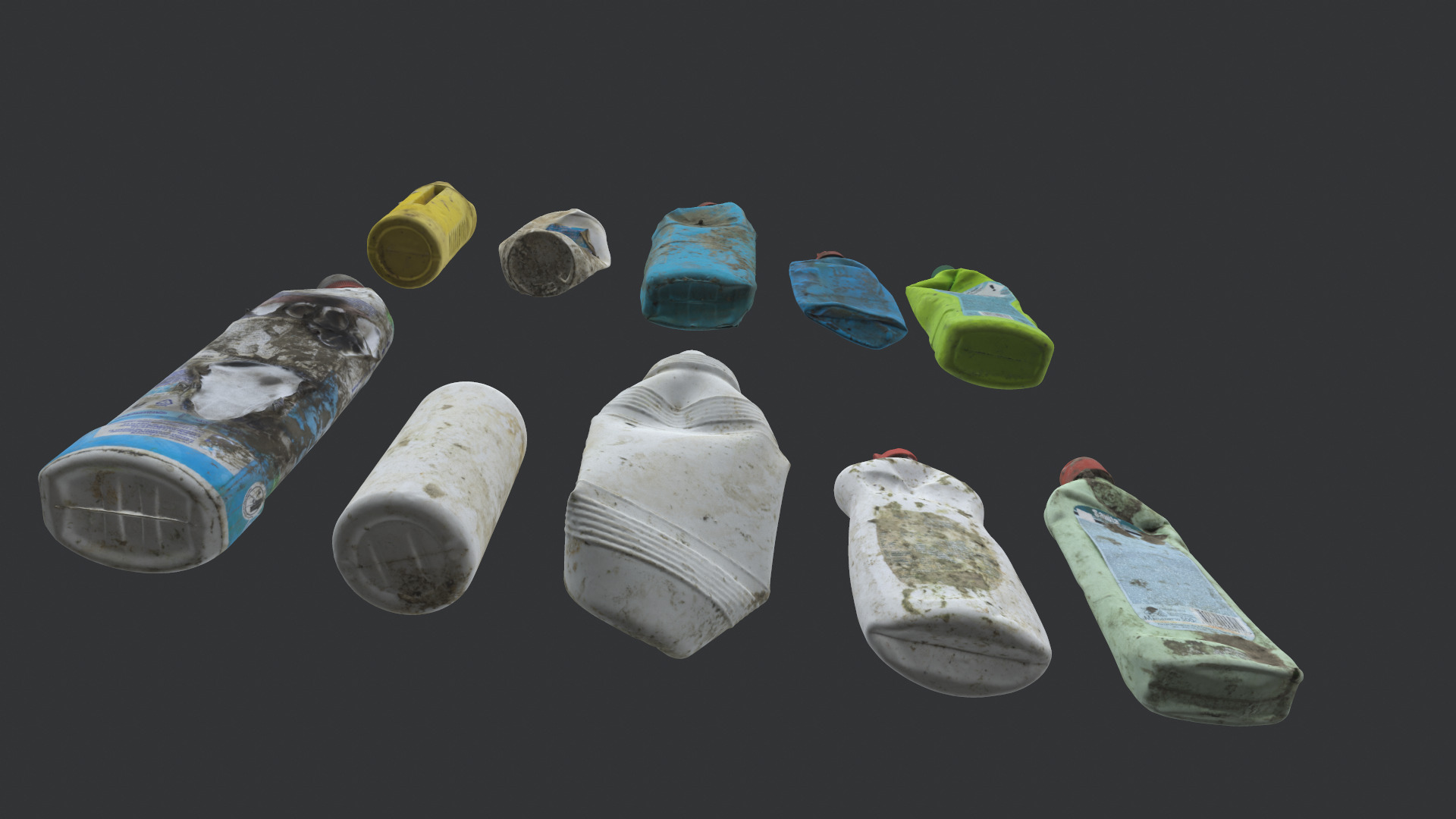 Old dirty bottles set 2 3D model_3