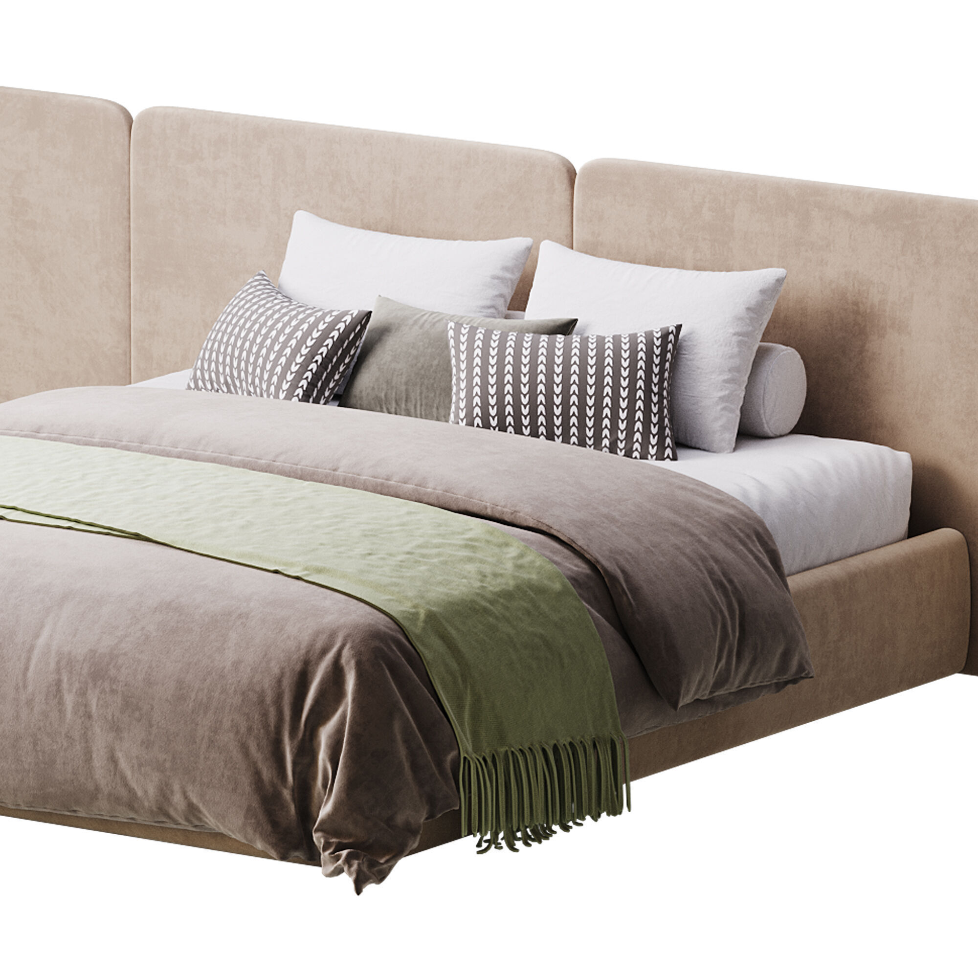 Natural Finish Fabric Pallet Bed 3D model_12