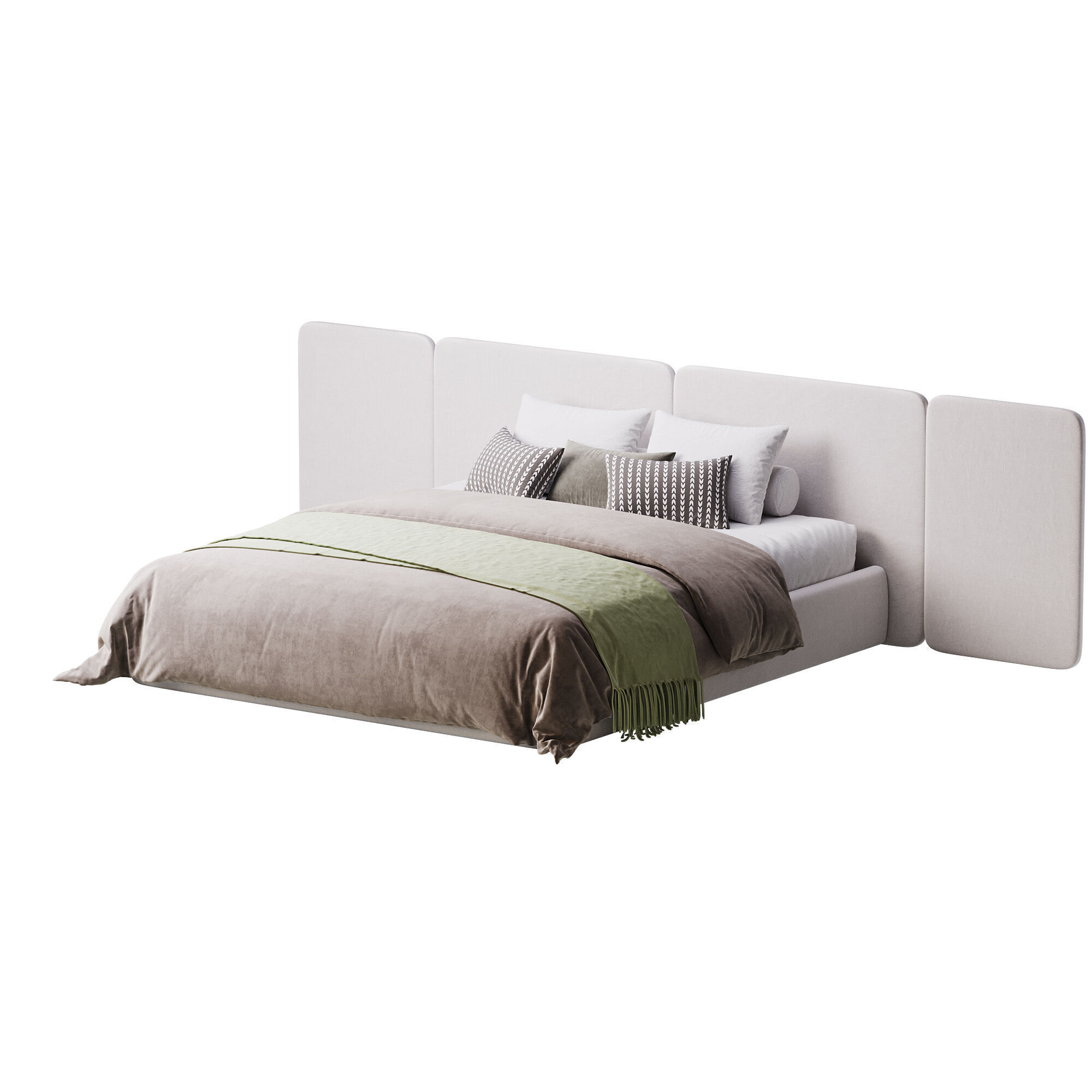 Natural Finish Fabric Pallet Bed 3D model_9