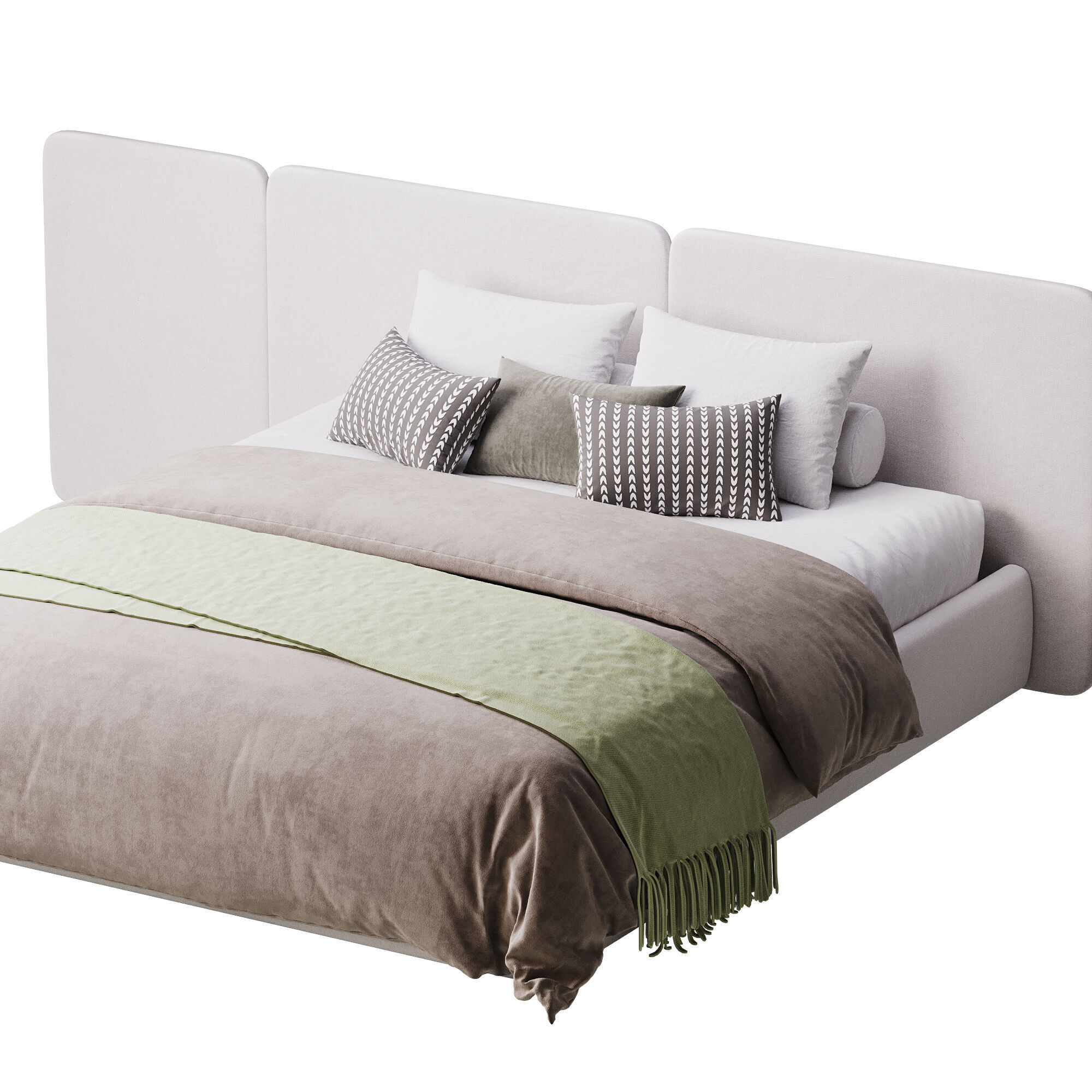 Natural Finish Fabric Pallet Bed 3D model_10