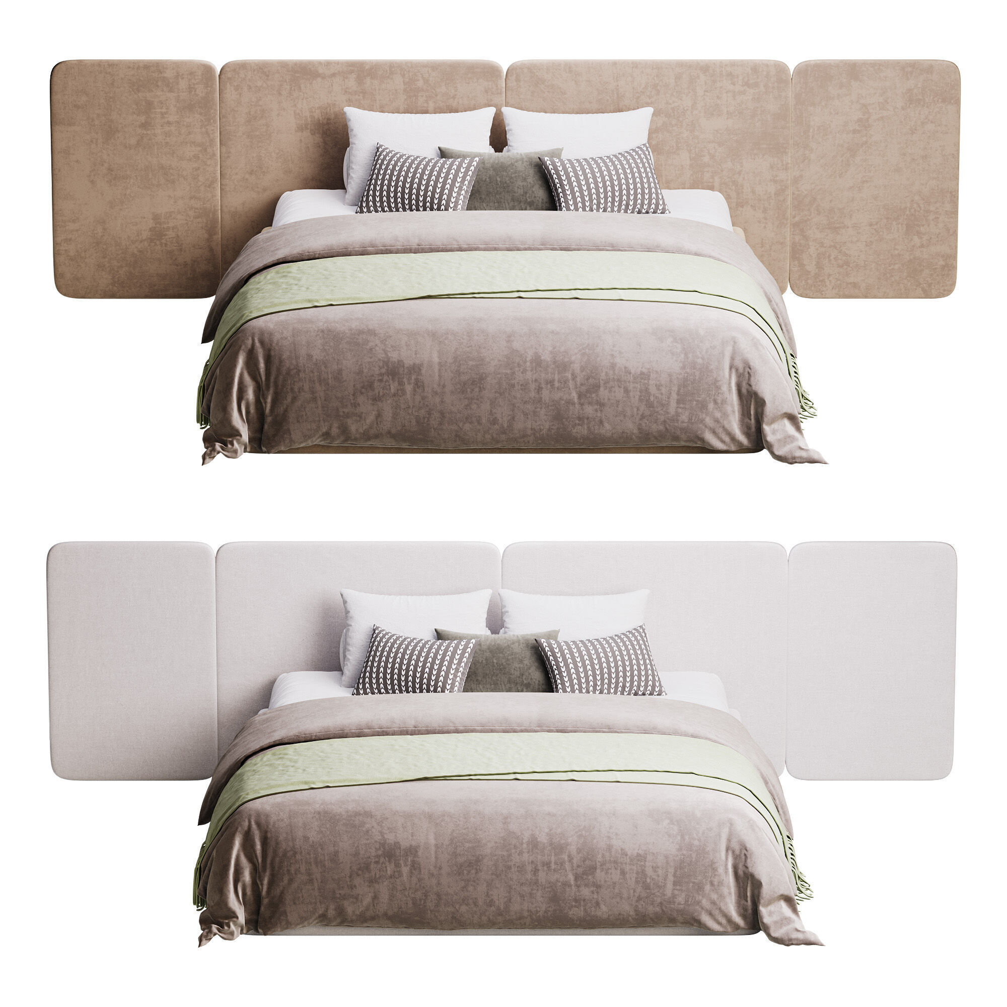 Natural Finish Fabric Pallet Bed 3D model_2