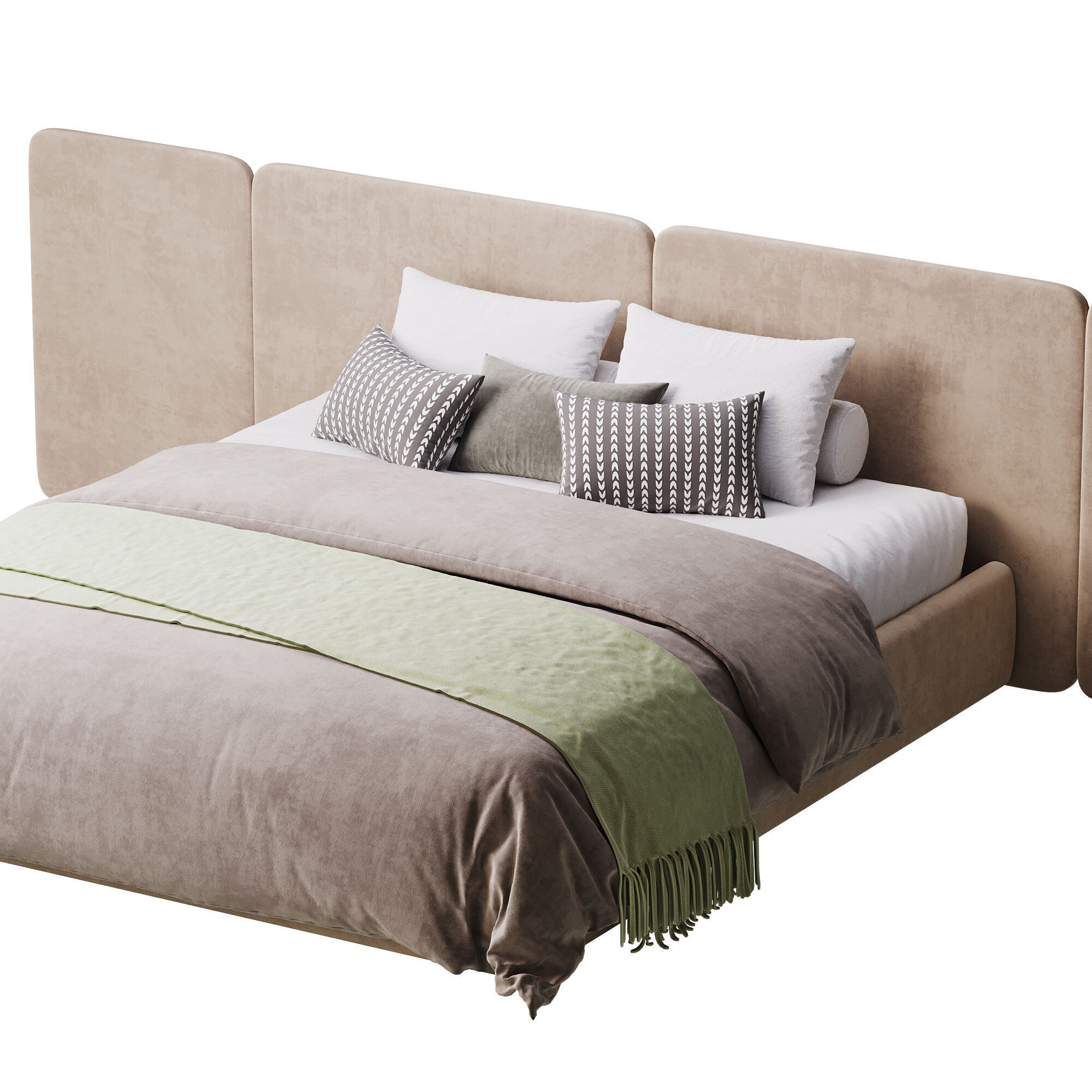Natural Finish Fabric Pallet Bed 3D model_11