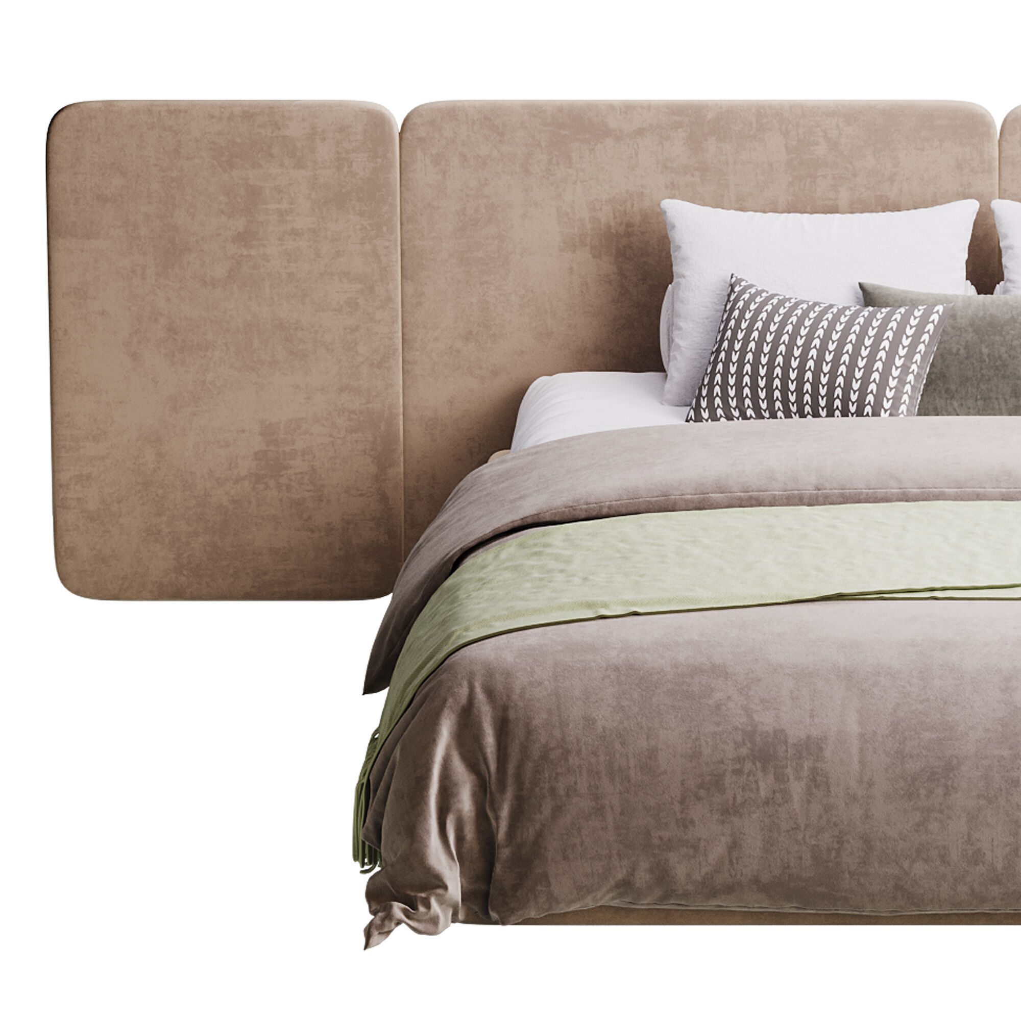 Natural Finish Fabric Pallet Bed 3D model_6