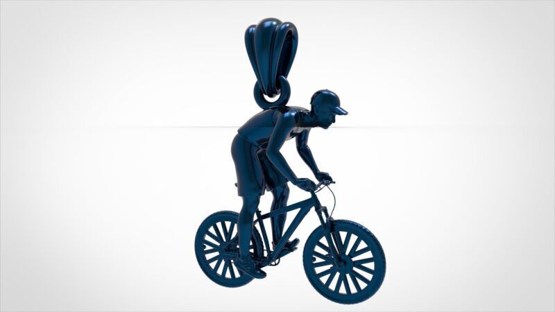 Cyclist Pendant 3D print model_7