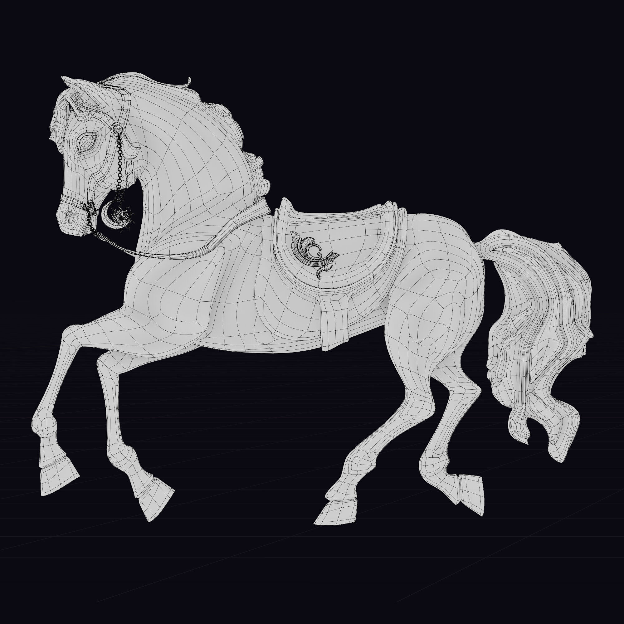 Carousel Horse Sculpture model beige 3D model_9