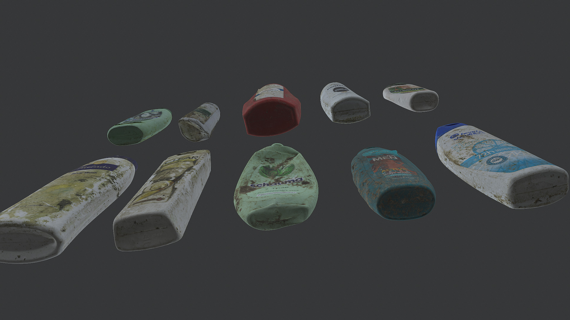Old dirty bottles set 3 3D model_3