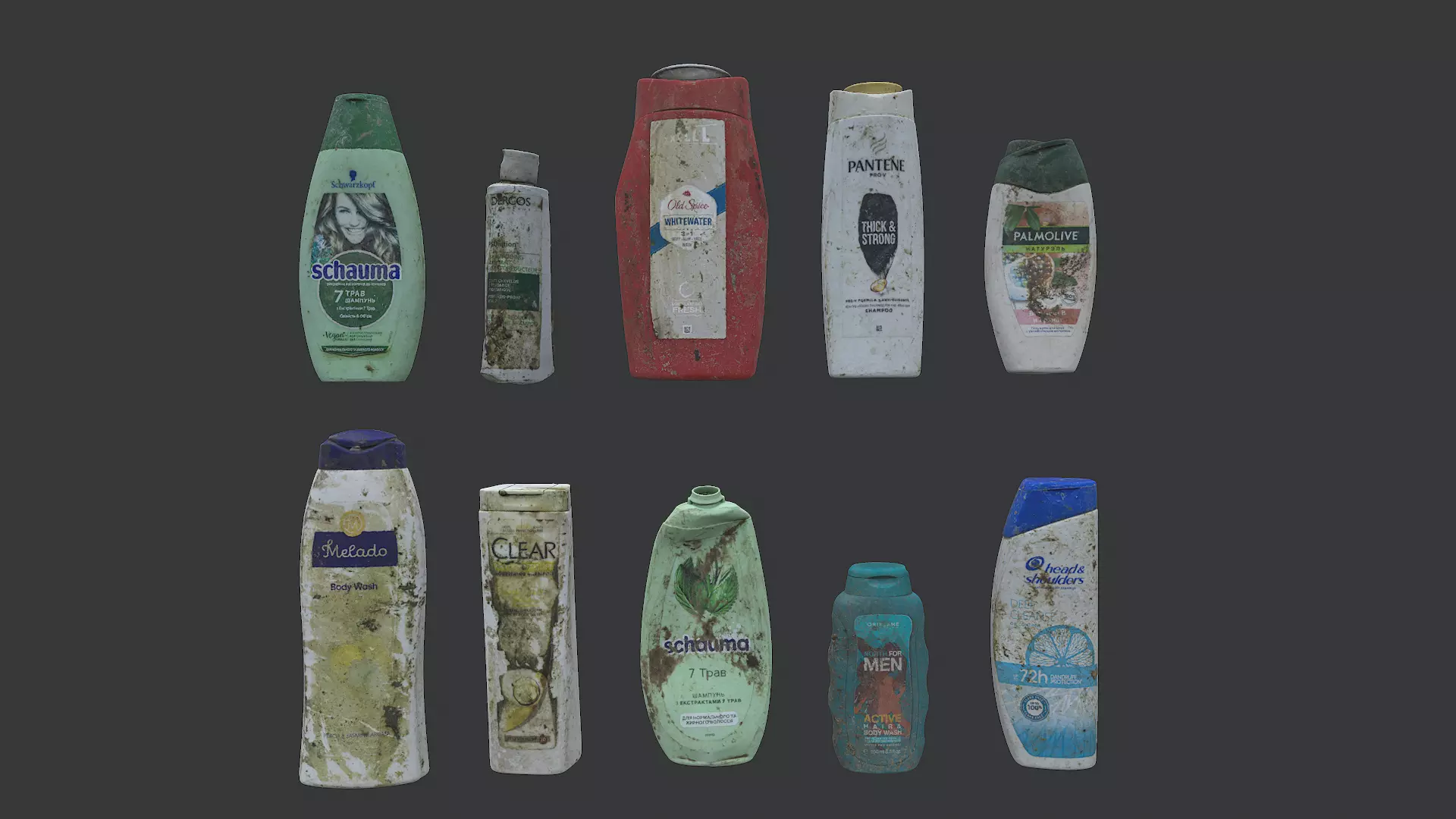 Old dirty bottles set 3 3D model_0