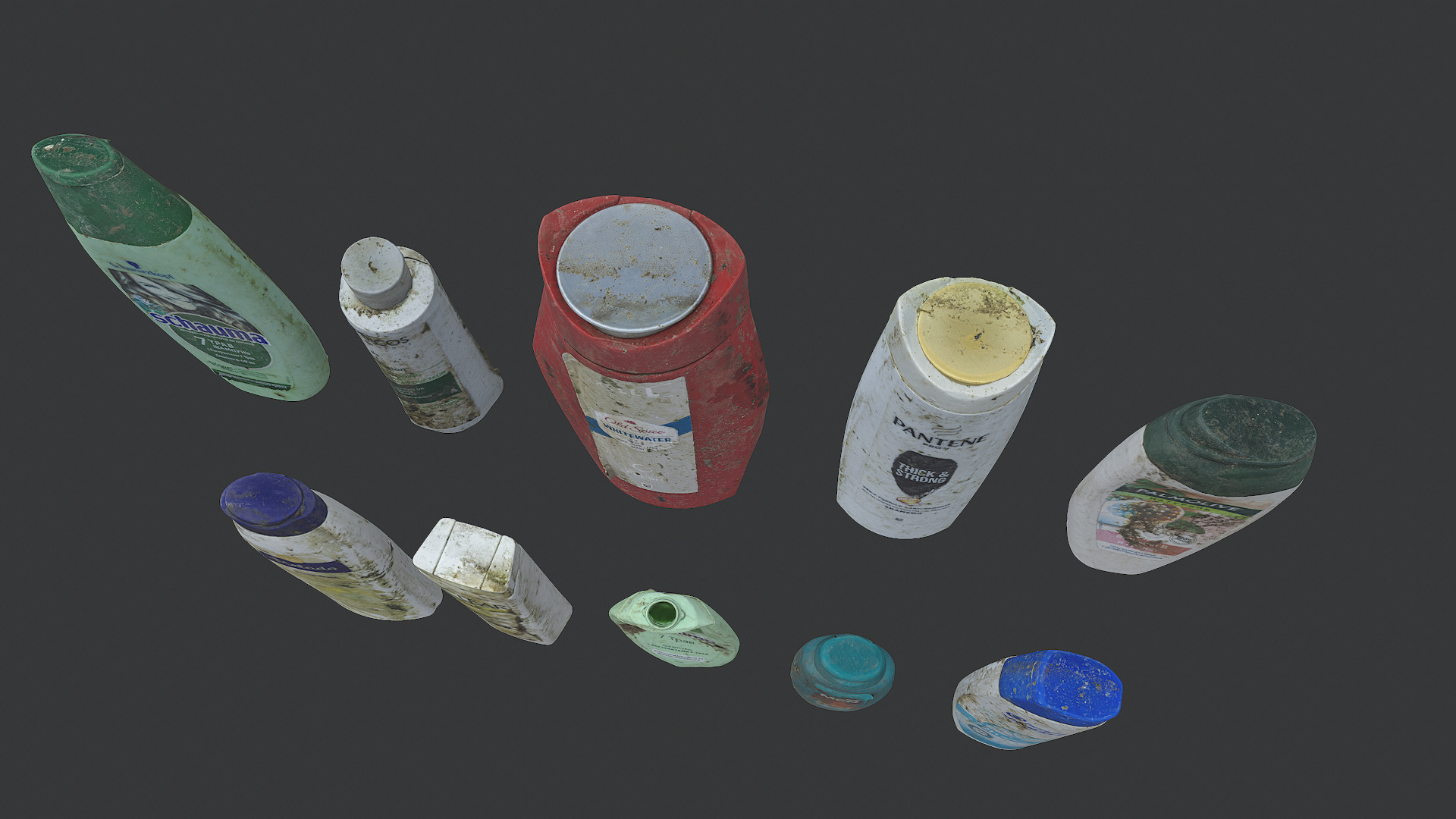 Old dirty bottles set 3 3D model_4